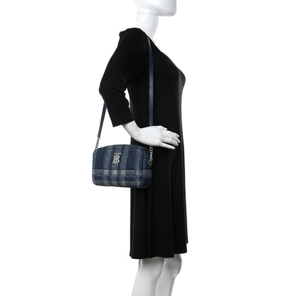 Burberry Calfskin Demin Check Small Lola Camera Bag Navy 2 of 12