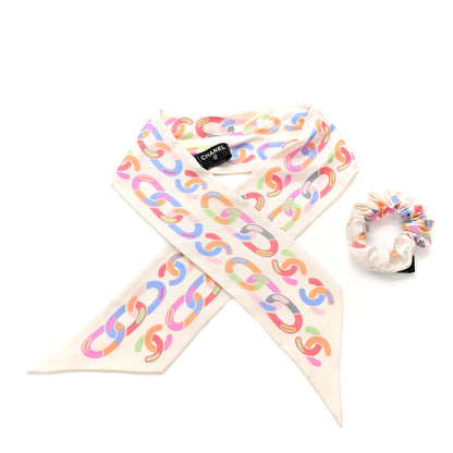 Chanel Silk CC Twilly Hair Tie White Multicolor 3 of 7