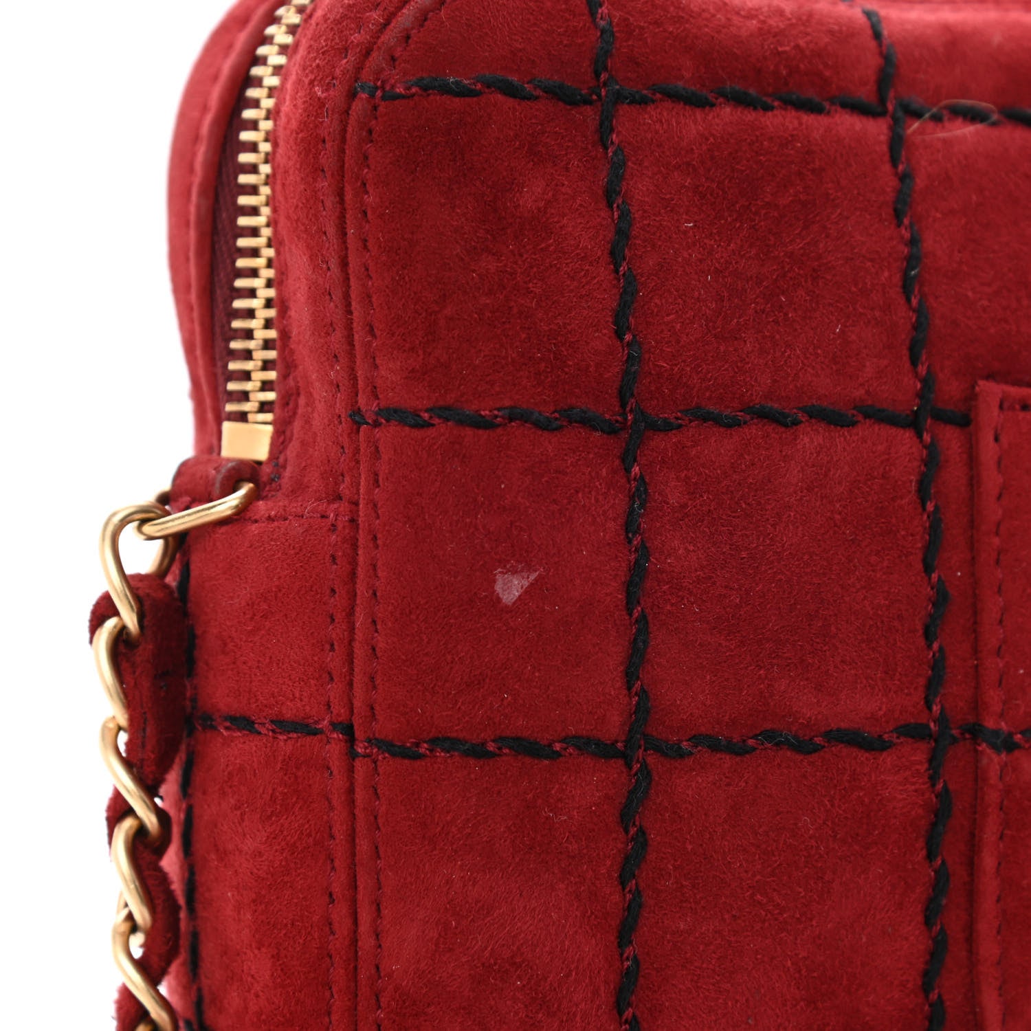 Chanel Suede Chocolate Bar Camera Case Red 11 of 11