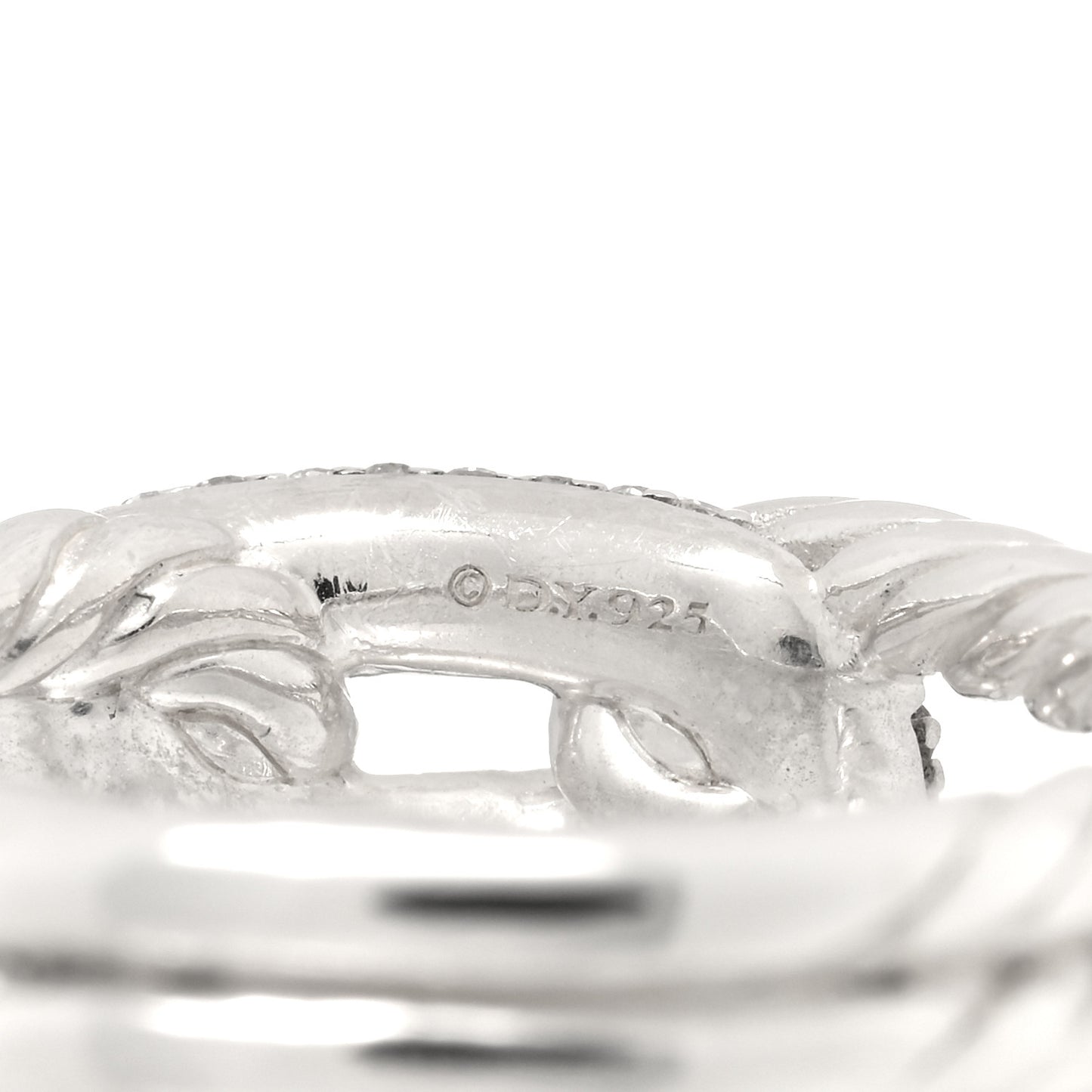 Sterling Silver Diamond Pave Petite Single Loop Labyrinth Ring 52 6