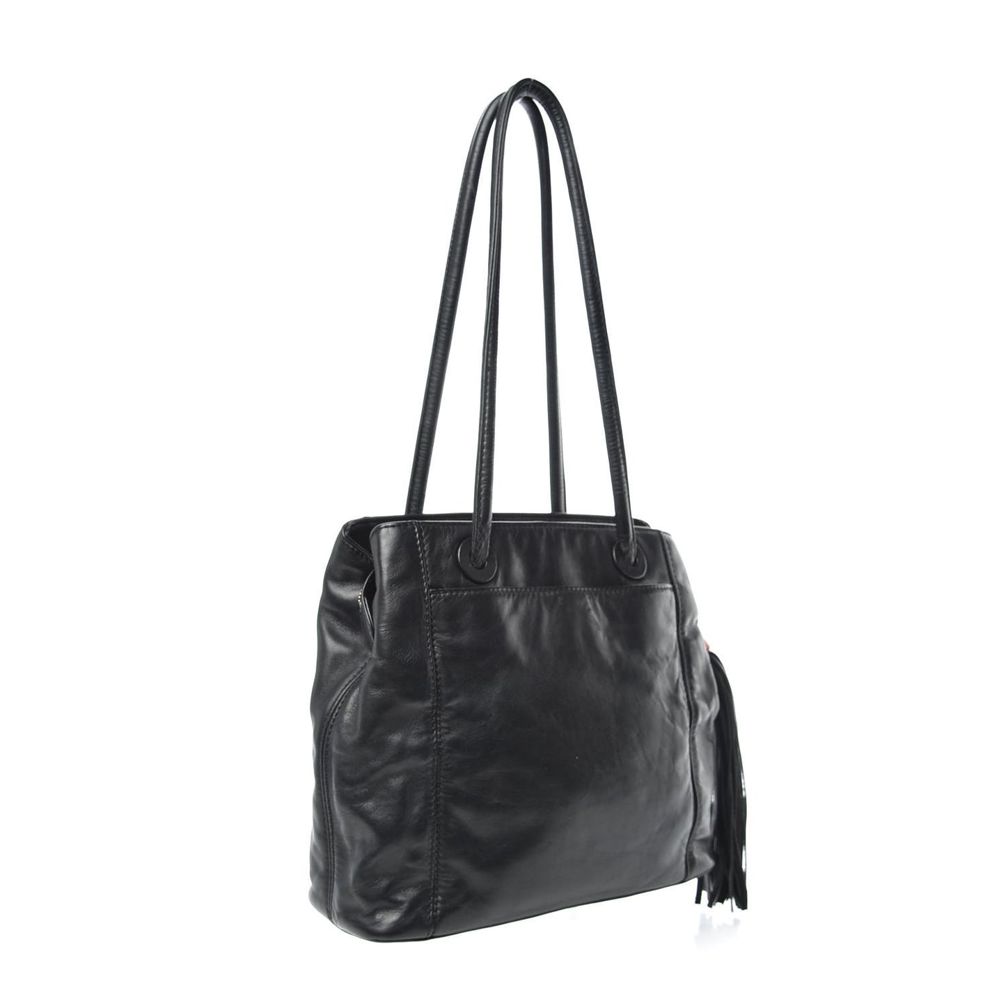 Lambskin Tassel Shoulder Bag Black