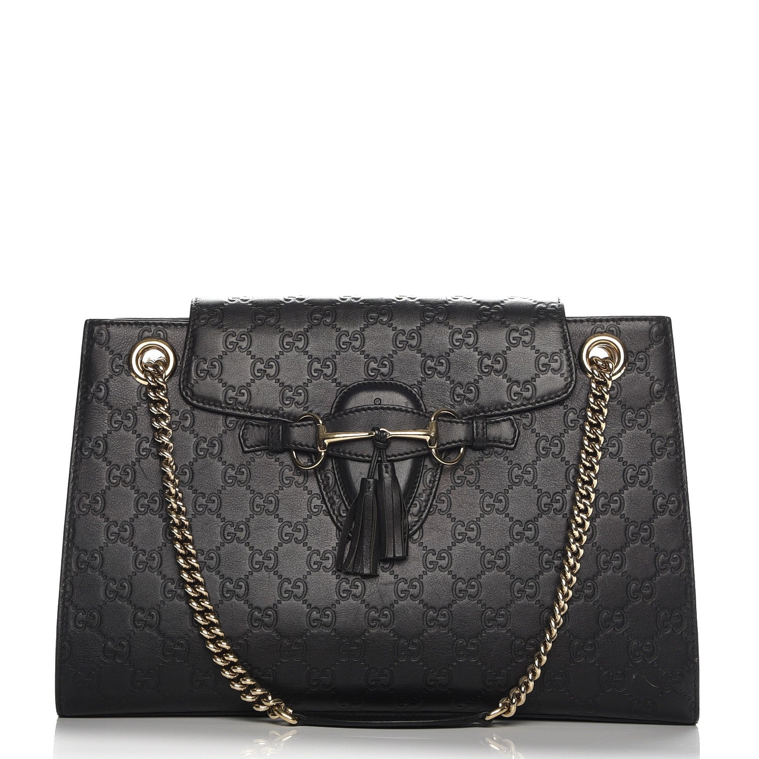 Gucci Guccissima Large Emily Chain Shoulder Bag Black 1 of 7