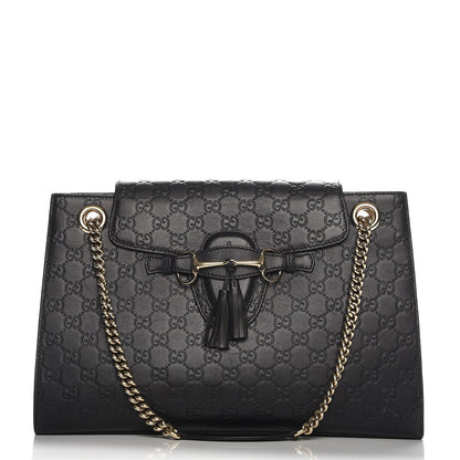 Gucci Guccissima Large Emily Chain Shoulder Bag Black 1 of 7