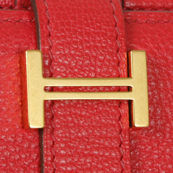 Hermes Chevre Bearn Wallet w Gusset Vermillion Red 9 of 13