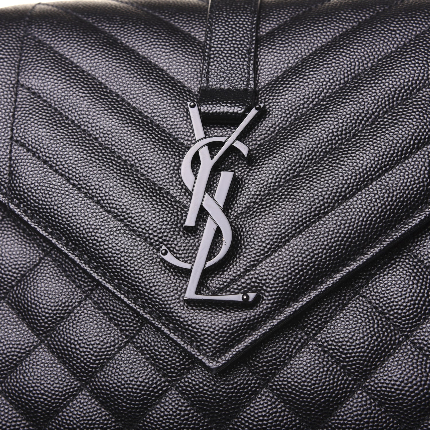 Saint Laurent Grain De Poudre Textured Mixed Matelasse Triquilt Medium Monogram Satchel Black 14 of 15