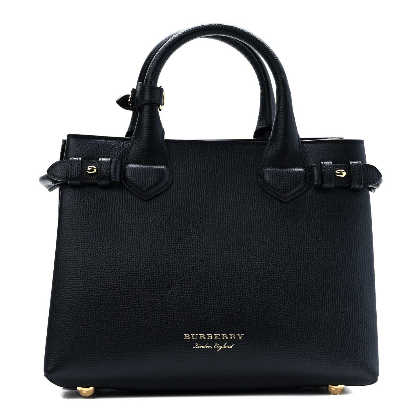 Grainy Calfskin House Check Small Banner Tote Black