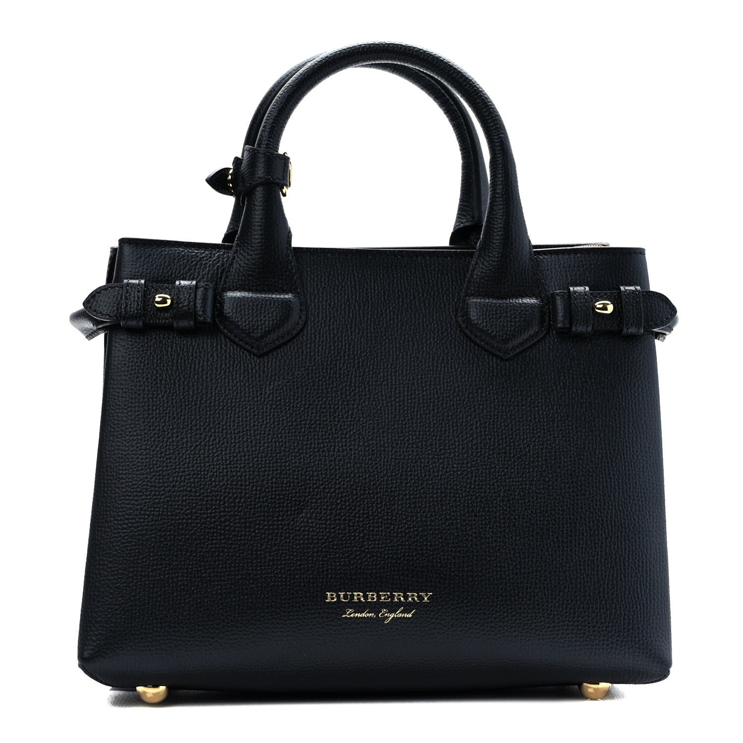 Burberry Grainy Calfskin House Check Small Banner Tote Black 1 of 11