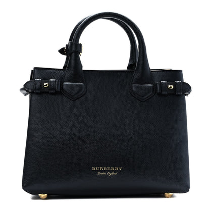 Burberry Grainy Calfskin House Check Small Banner Tote Black 1 of 11