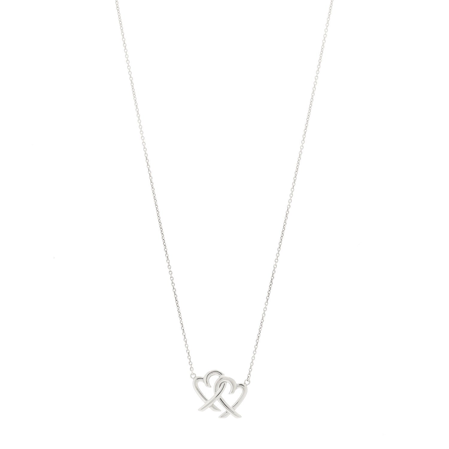 Tiffany Sterling Silver Paloma Picasso Double Loving Heart Pendant Necklace 1 of 5