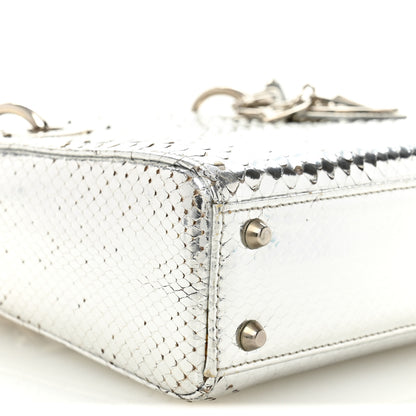 Christian Dior Metallic Snakeskin Mini Lady Dior Silver 9 of 11