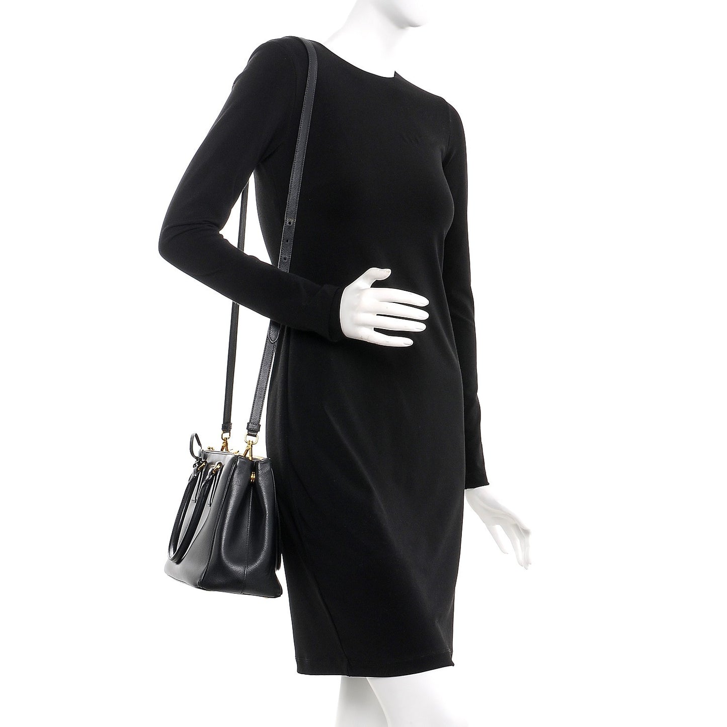 Saffiano Small Galleria Double Zip Tote Black