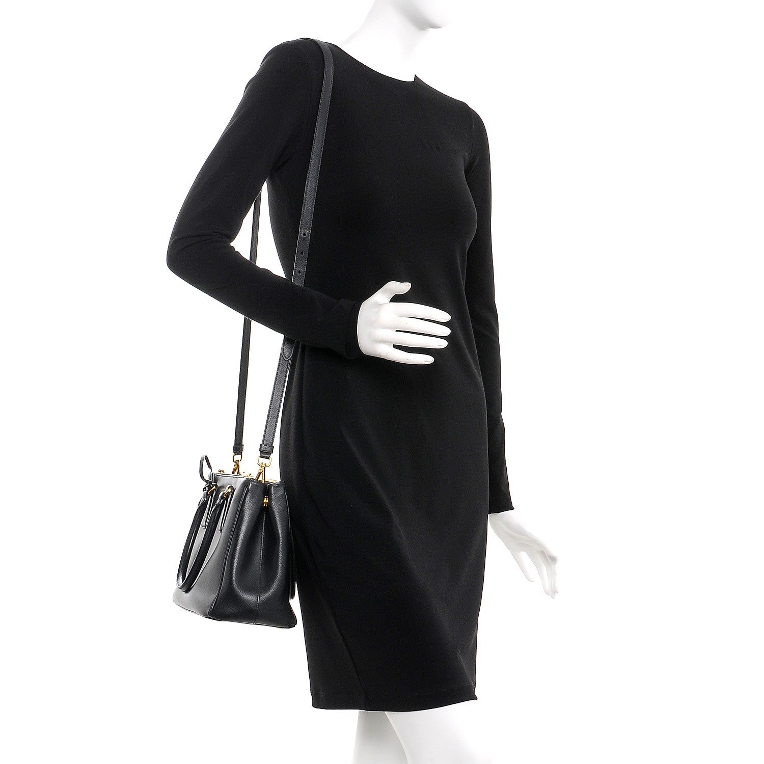 Prada Saffiano Small Galleria Double Zip Tote Black 2 of 7