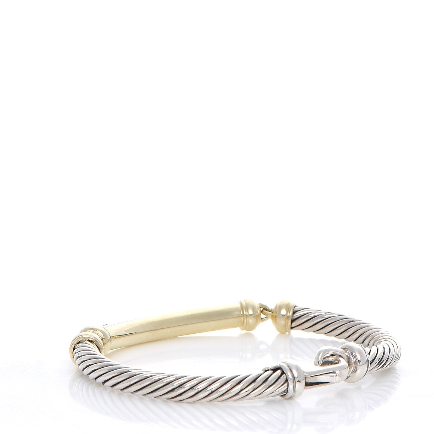 Sterling Silver 14K Yellow Gold Diamond 5mm Metro Cable Bracelet