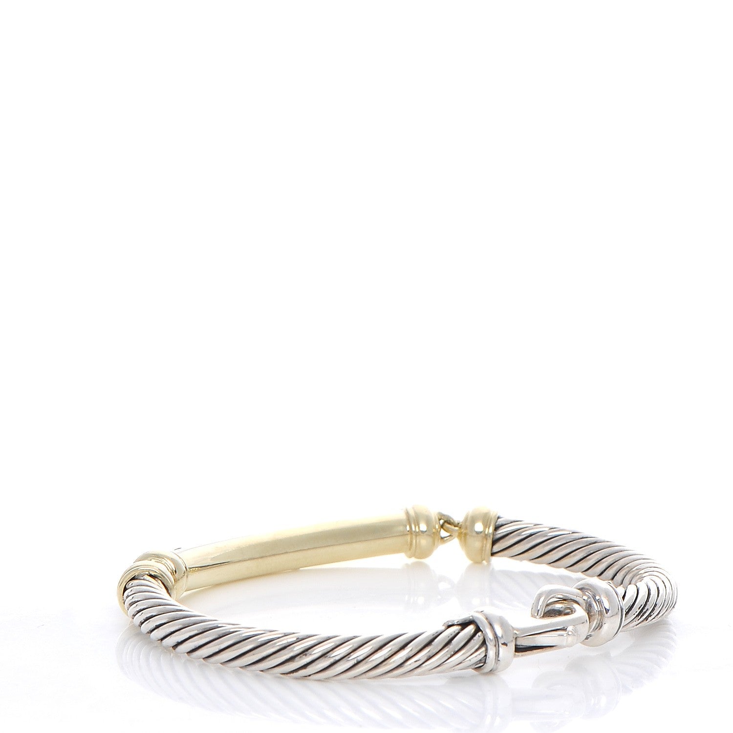 David Yurman Sterling Silver 14K Yellow Gold Diamond 5mm Metro Cable Bracelet 3 of 4