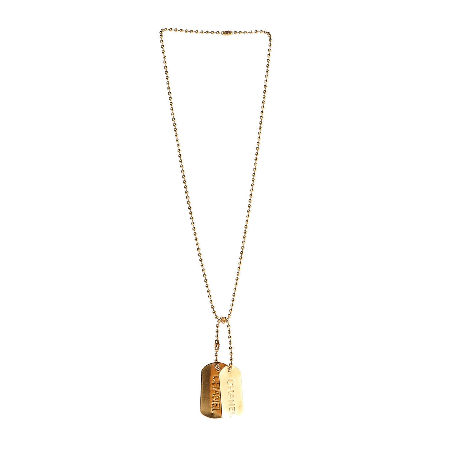 Dog Tag Charm Necklace Gold