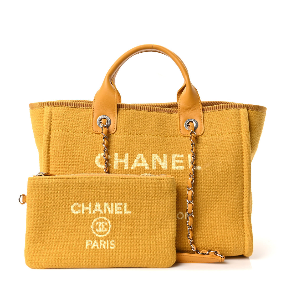 Chanel Mixed Fibers Small Deauville Tote Yellow 3 of 11