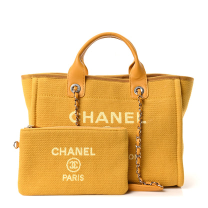 Chanel Mixed Fibers Small Deauville Tote Yellow 3 of 11