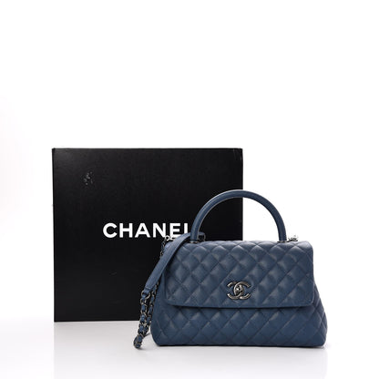 Chanel Caviar Quilted Small Coco Handle Flap Blue 9 of 9