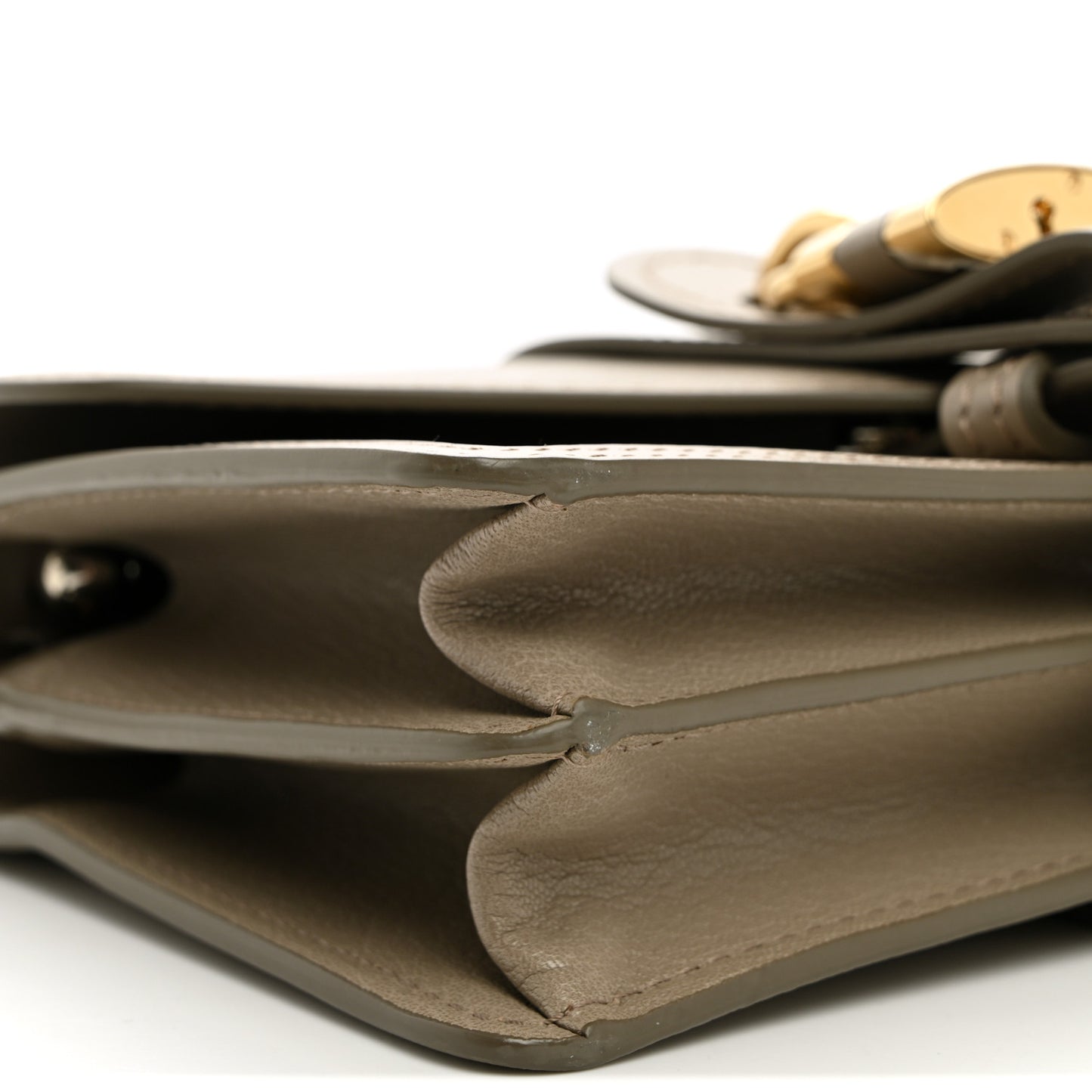 Shiny Goatskin Calfskin Aby Chain Shoulder Bag Motty Grey