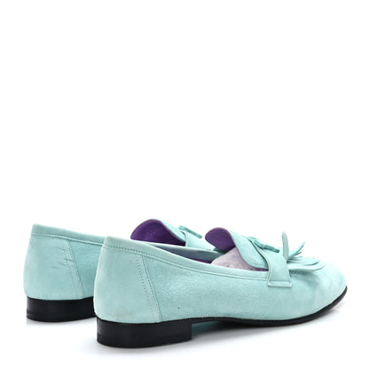 Hermes Suede Goatskin Womens Royal Loafers 39.5 Vert Ebrun 4 of 13