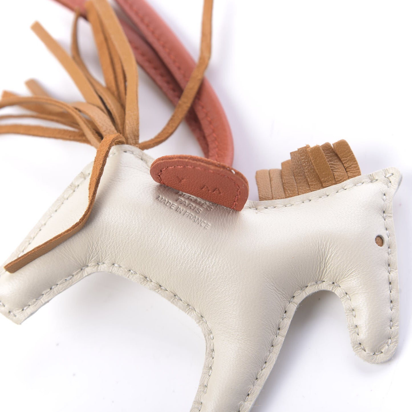 Milo Lambskin Grigri Rodeo Horse Bag Charm PM Craie Sesame Cornaline