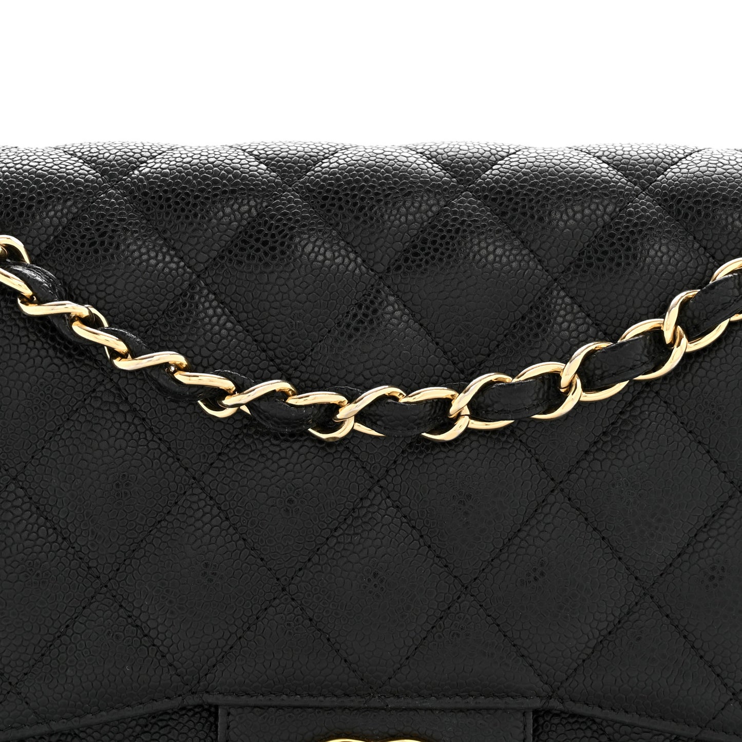 Caviar Quilted Jumbo Double Flap Black Black