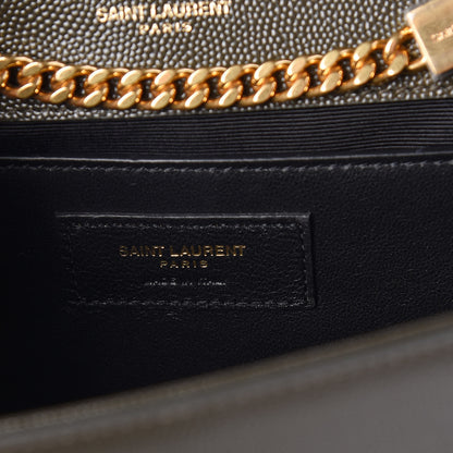 Saint Laurent Grain De Poudre Medium Classic Monogram Kate Satchel Dark Tea 6 of 8