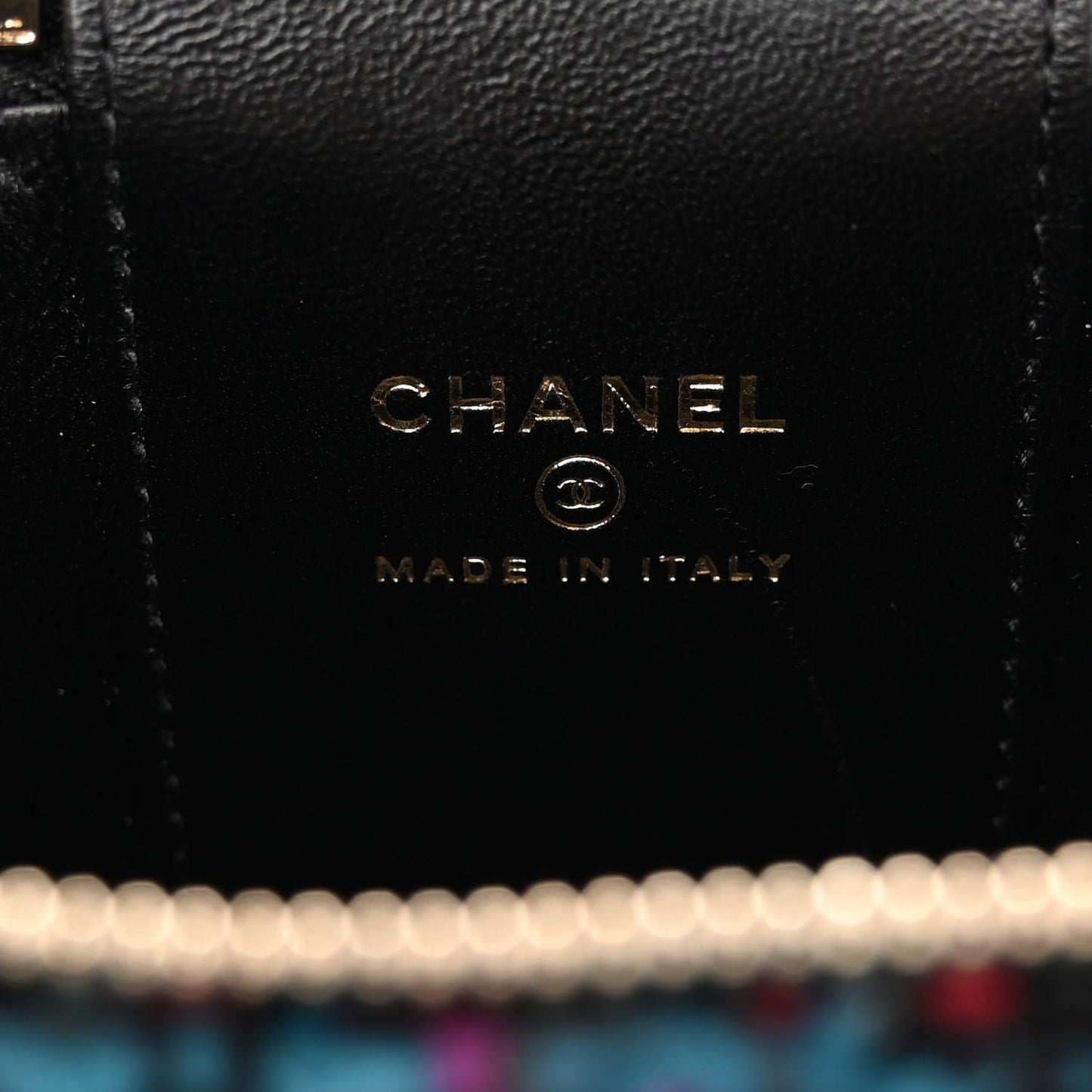 Tweed Quilted Mini Vanity Case With Chain Black