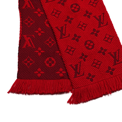 Louis Vuitton Wool Silk Logomania Scarf Rubis 3 of 5