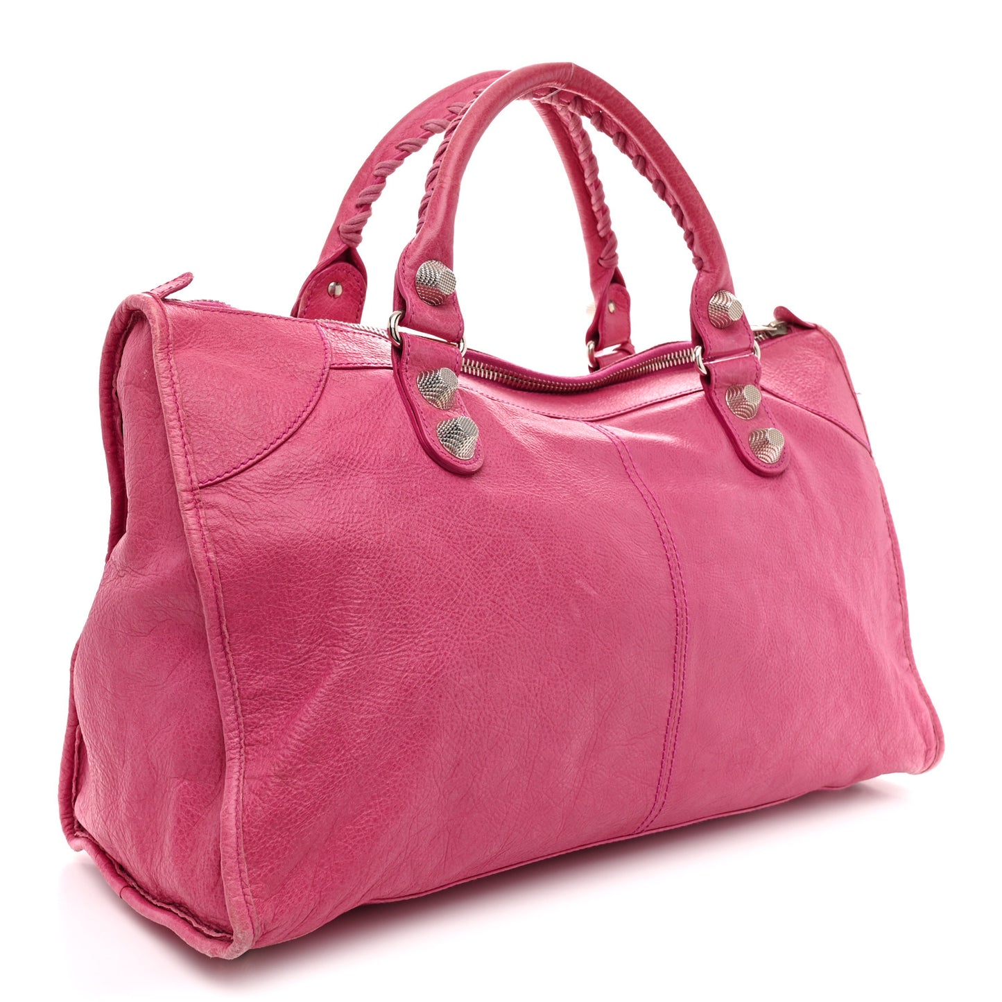 Agneau Giant 21 Silver Hardware Work Cyclamen Fucsia