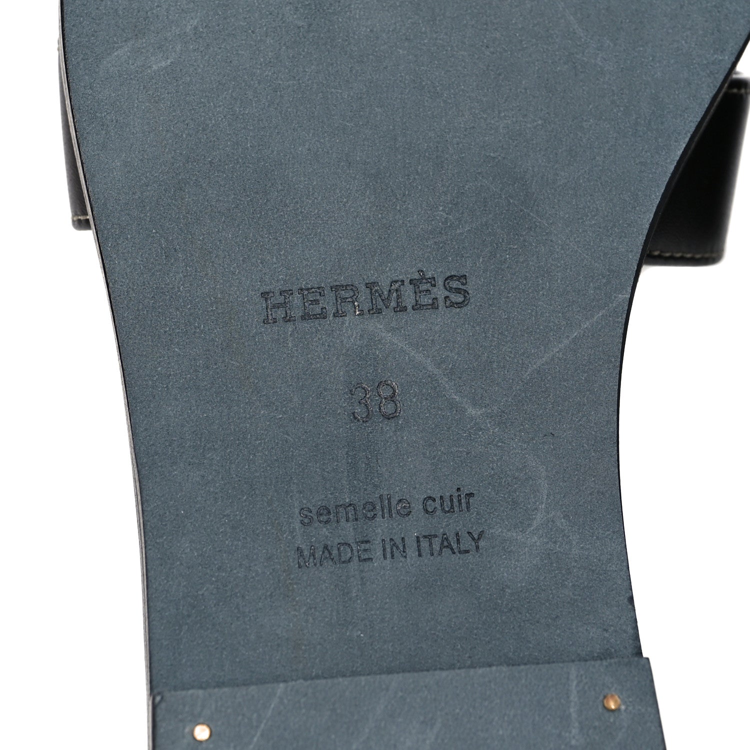 Hermes Box Calfskin Oran Sandals 38 Black 6 of 9