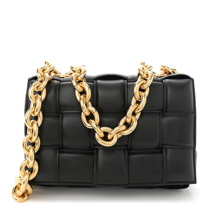 Bottega Veneta Lambskin Maxi Intreccio Padded Chain Cassette Crossbody Bag Black 1 of 10