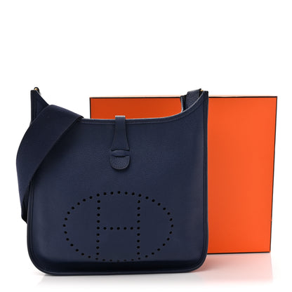 Hermes Taurillon Clemence EVELYNE III PM Bleu Encre 11 of 11