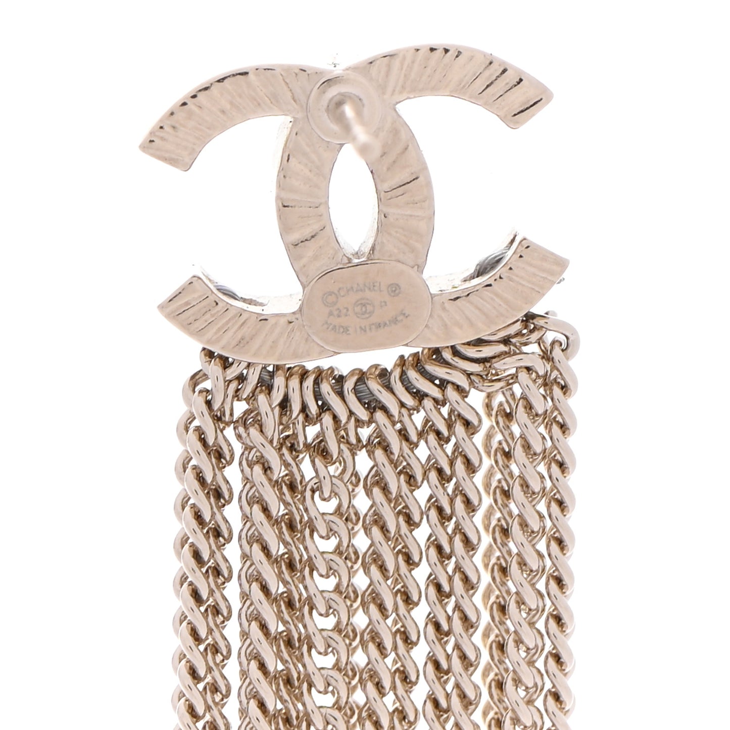 Metal CC Multi Strand Chain Drop Earrings Gold