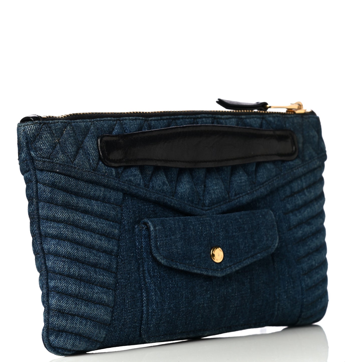 Denim Matelasse Clutch Blue