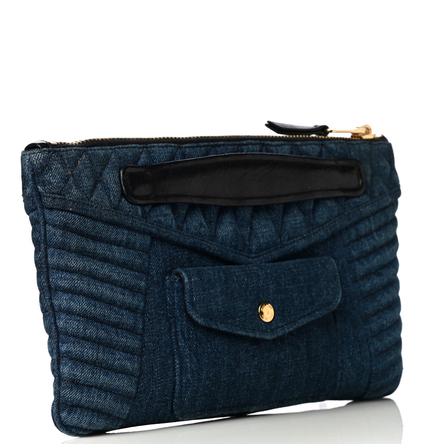Miu Miu Denim Matelasse Clutch Blue 3 of 14