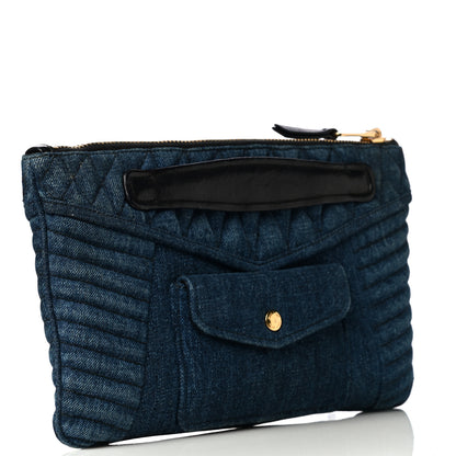 Miu Miu Denim Matelasse Clutch Blue 3 of 14