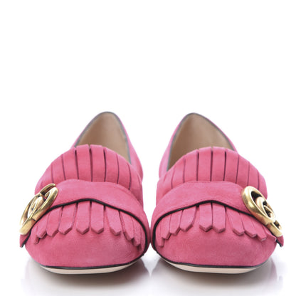 Gucci Kid Scamosciato GG Marmont Fringe Flats 37 Hot Pink 2 of 10