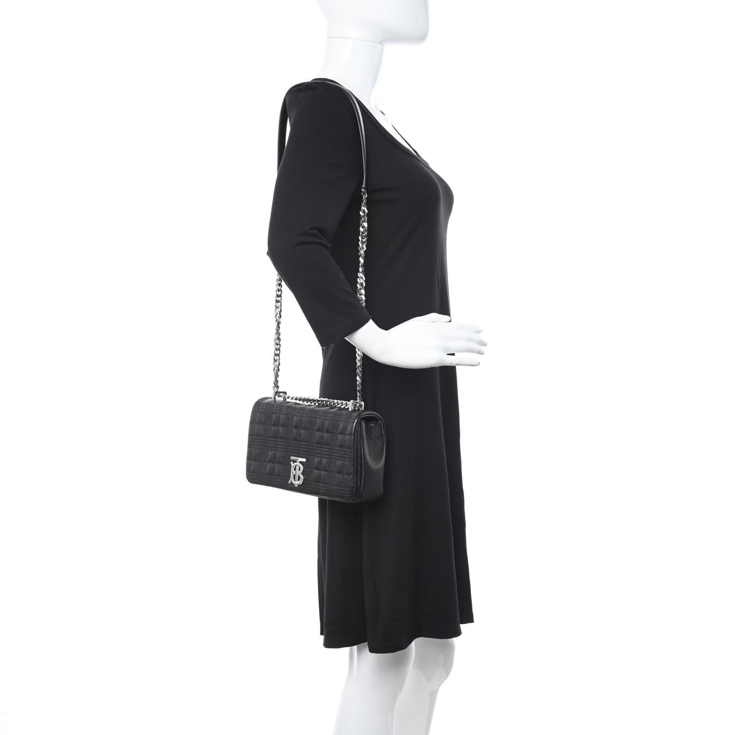 Grainy Calfskin Quilted Small Lola Bag Black