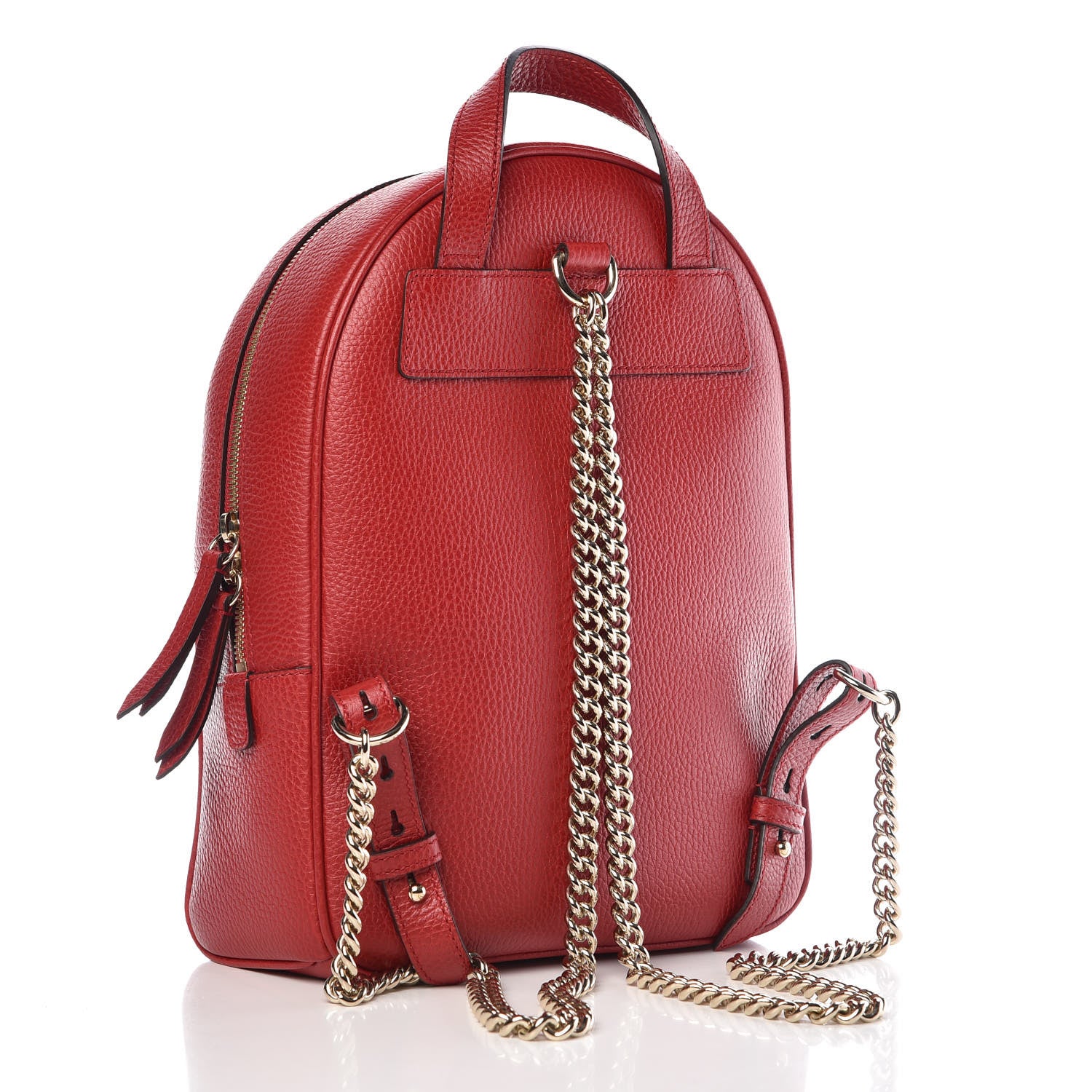 Gucci Pebbled Calfskin Soho Chain Backpack Red 3 of 10