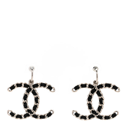 Chanel Satin CC Chain Earrings Light Gold Black 1 of 4