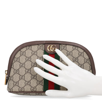 Gucci GG Supreme Monogram Textured Calfskin Web Large Ophidia Cosmetic Case Beige Ebony New Acero 2 of 10