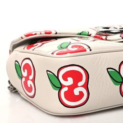 Gucci Calfskin Matelasse Diagonal GG Apple Super Mini GG Marmont Shoulder Bag Ivory 9 of 12