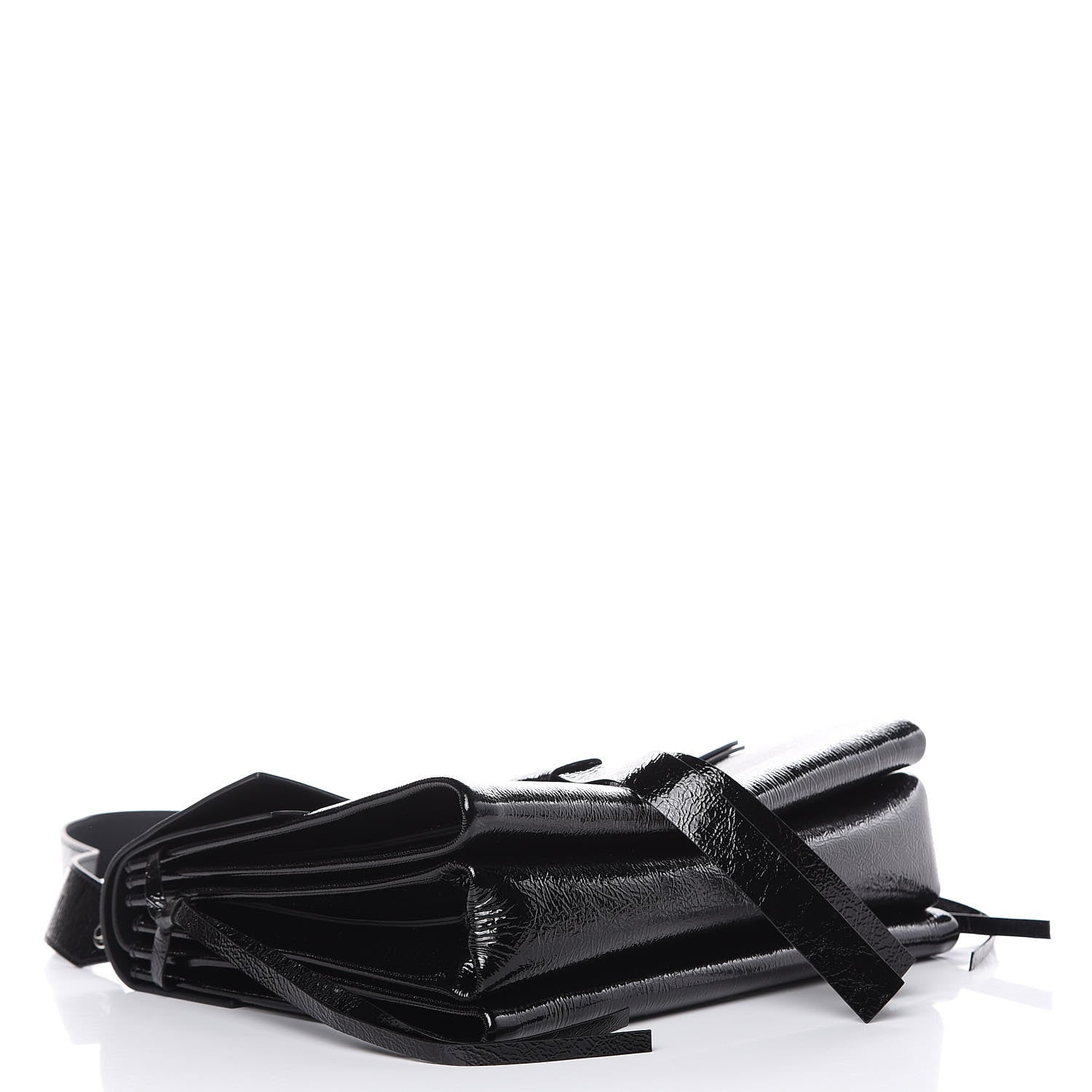 Valentino Garavani Textured Patent Calfskin Medium Vring Shoulder Bag Black 4 of 11