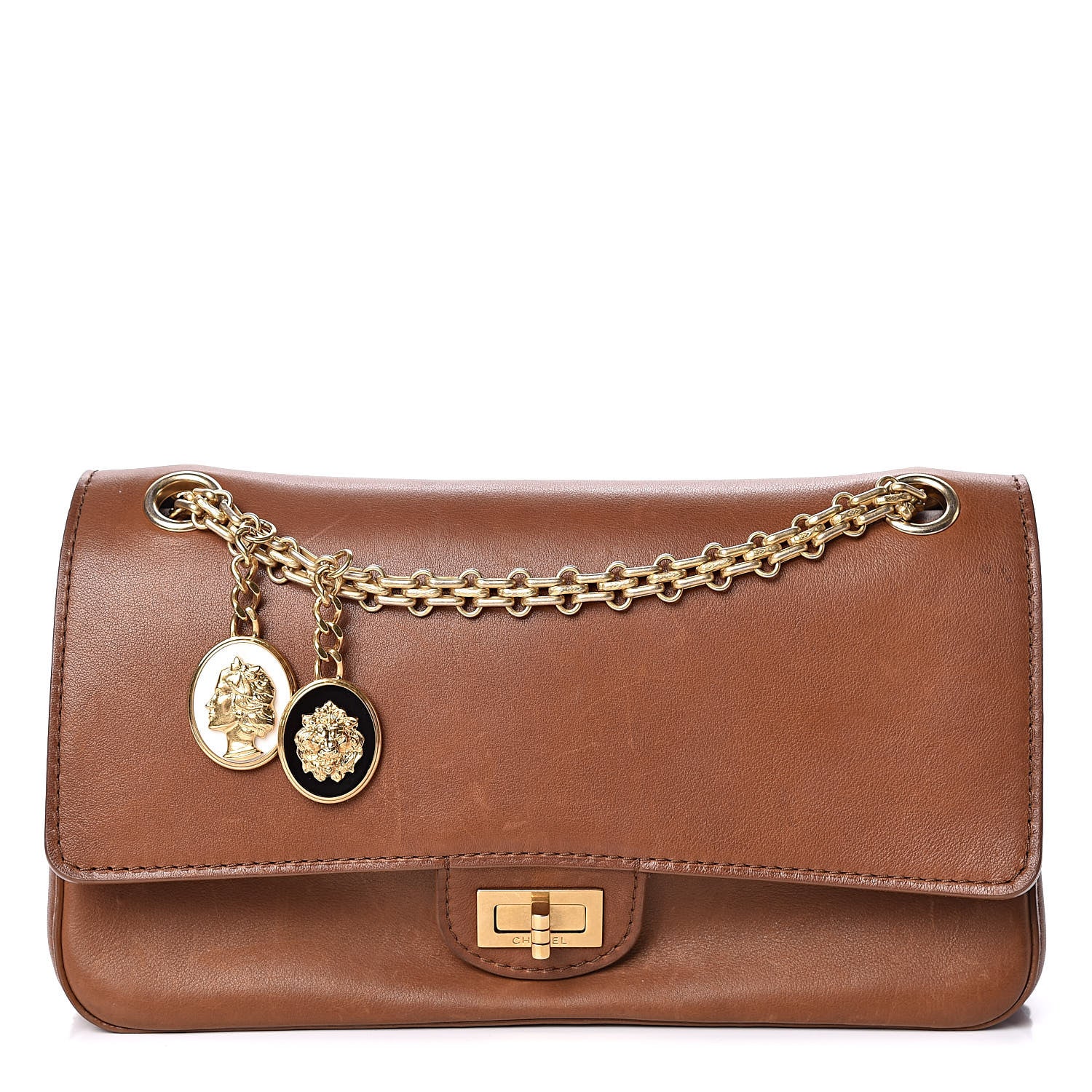 Chanel Calfskin Nude 2.55 Medals Reissue 225 Flap Camel 1 of 15