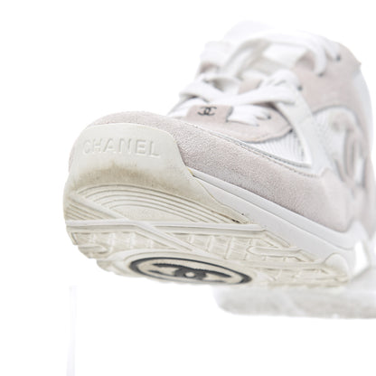 Chanel Suede Calfskin CC Sneakers 38.5 Pink White 15 of 29