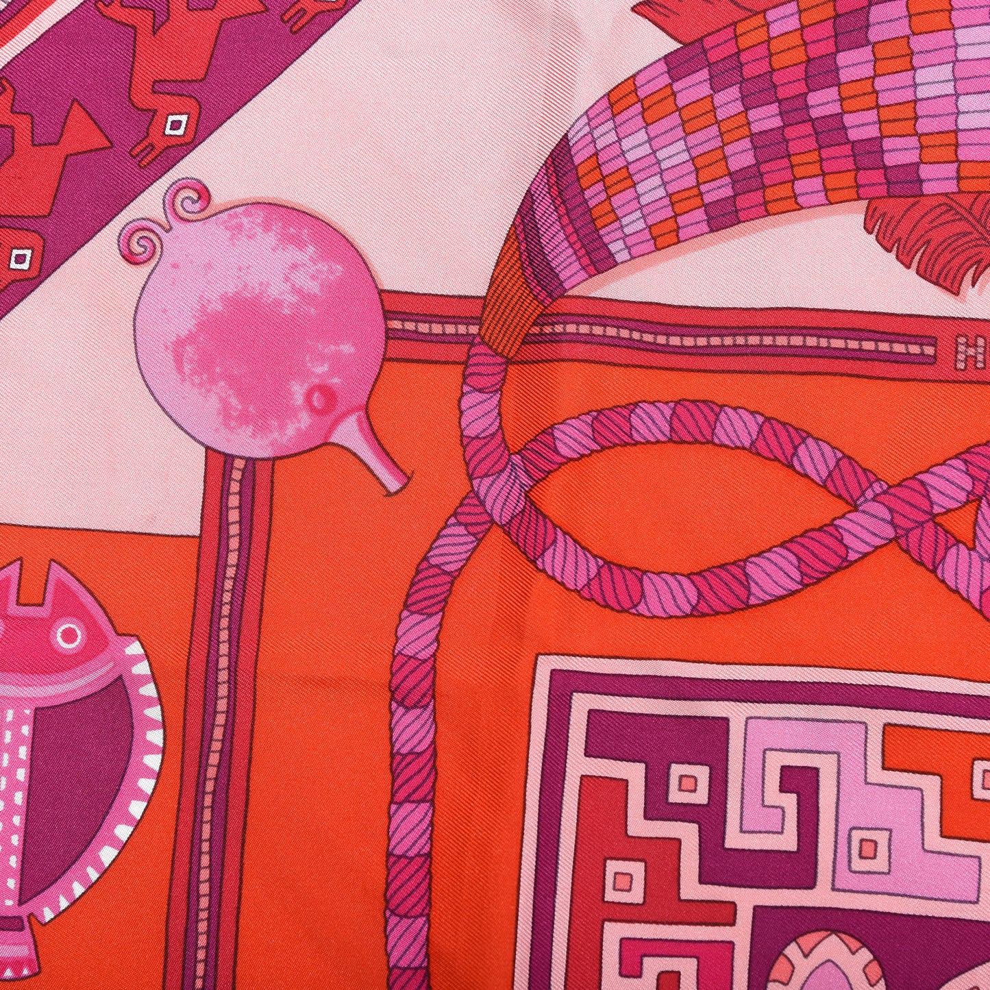 Silk Twill Huaca Piru Pocket Square Scarf Fuchsia Rouge Rose Pale