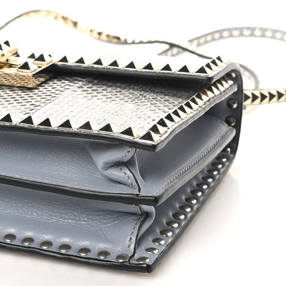 Valentino Garavani Snakeskin Rockstud No Limit Shoulder Bag Blue Multicolor 9 of 9