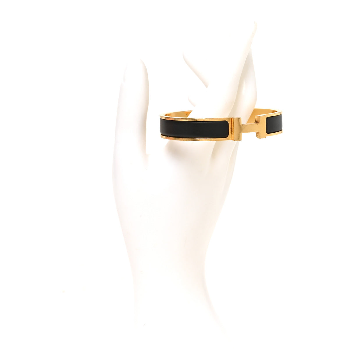 Hermes Matte Enamel Narrow Clic Clac HH Bracelet T4 Black 2 of 4