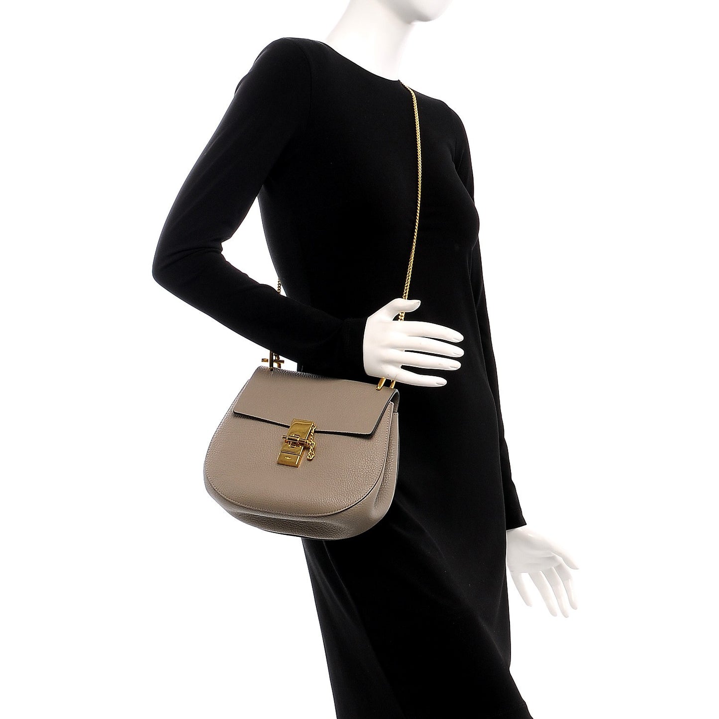 Grained Lambskin Drew Shoulder Bag Motty Grey